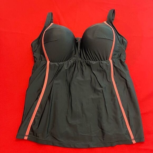 LIVI Active Black Coral Tankini Tank Top Size 46DD - Picture 1 of 12
